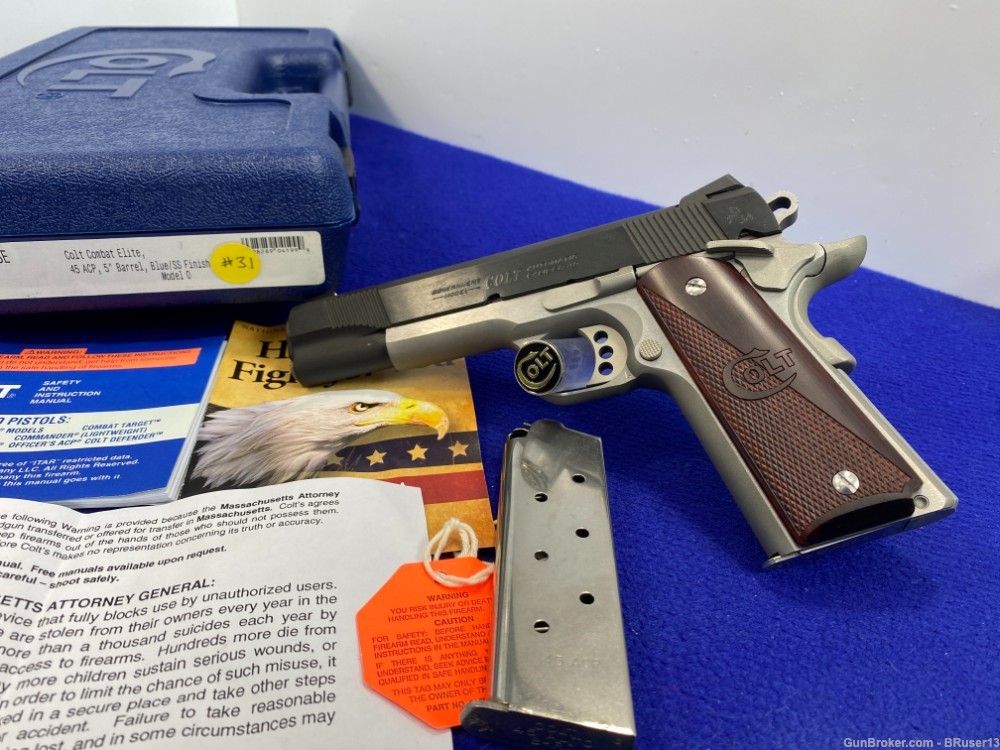 2013 Colt Combat Elite .45 ACP Blue/Stainless 5" *ABSOLUTELY STUNNING*-img-4