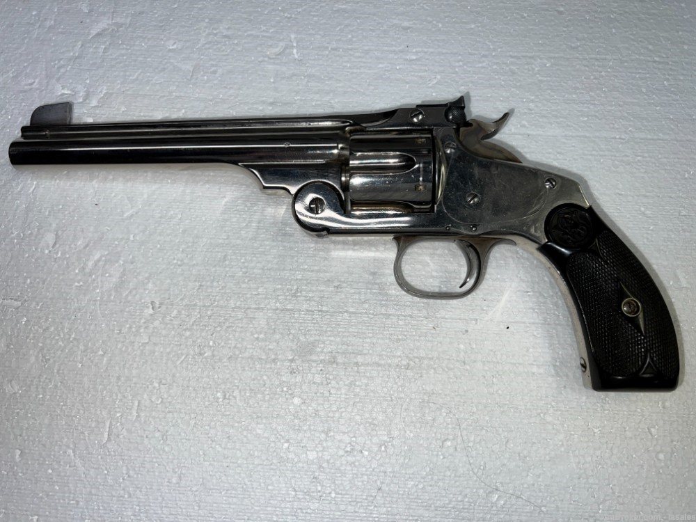 Stunning Smith & Wesson New Model #3 Nickel 44  S&W Russian-img-0
