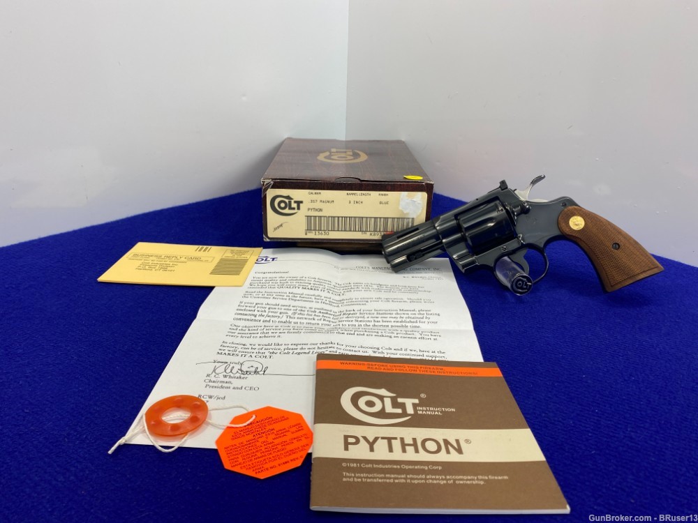  1983 Colt Python 3" 357mag Blue *JAW DROPPING HOLY GRAIL 3" PYTHON*-img-0