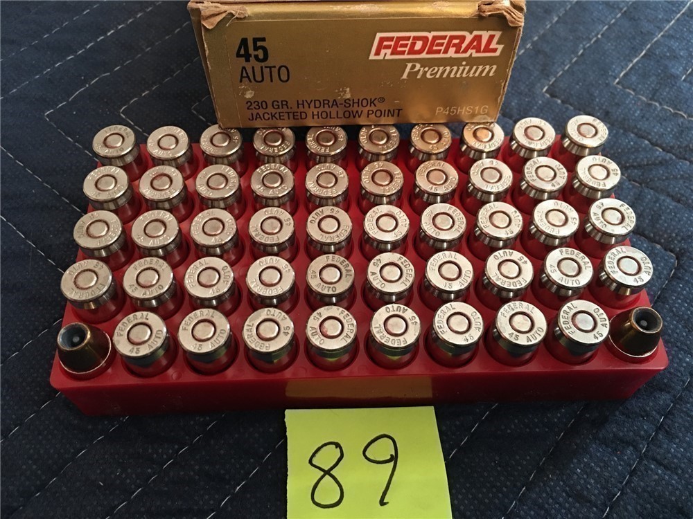 89] 45 Auto Federal Premium 230 Grain Hydra Shok Jacketed Hollow Point-img-2