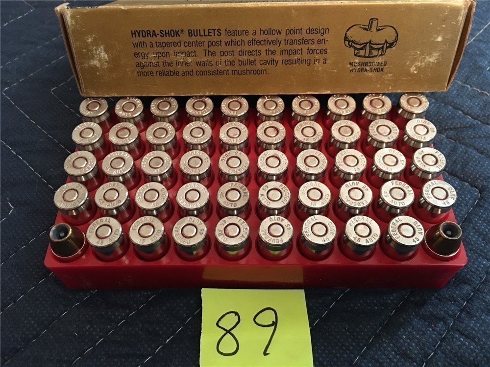 89] 45 Auto Federal Premium 230 Grain Hydra Shok Jacketed Hollow Point-img-3