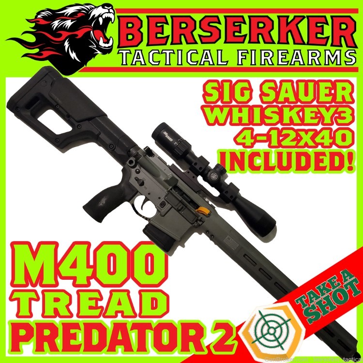 SIG SAUER M400 Tread Predator 2 5.56mm 16" threaded PLUS Whiskey3 4-12x40mm-img-0