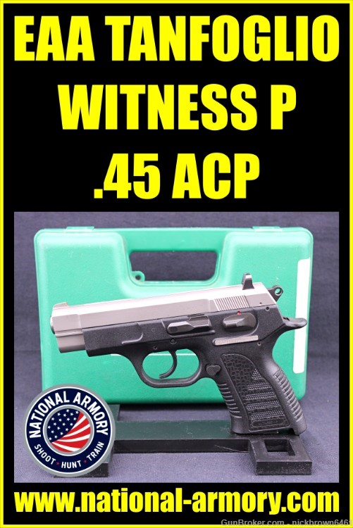 EAA TANFOGLIO WITNESS P 45 ACP 3.7" BBL STAINLESS STEEL TWO TONE-img-0