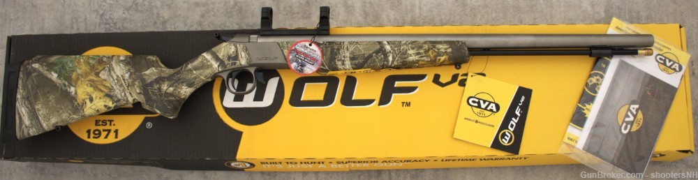 New-In-Box CVA Wolf V2 50 Cal Muzzle Loading Rifle Realtree Edge Camo-img-0