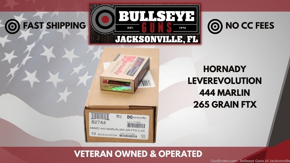HORNADY 444 MARLIN 265GR FTX LEVEREVOLUTION Case of 200 Rounds-img-0