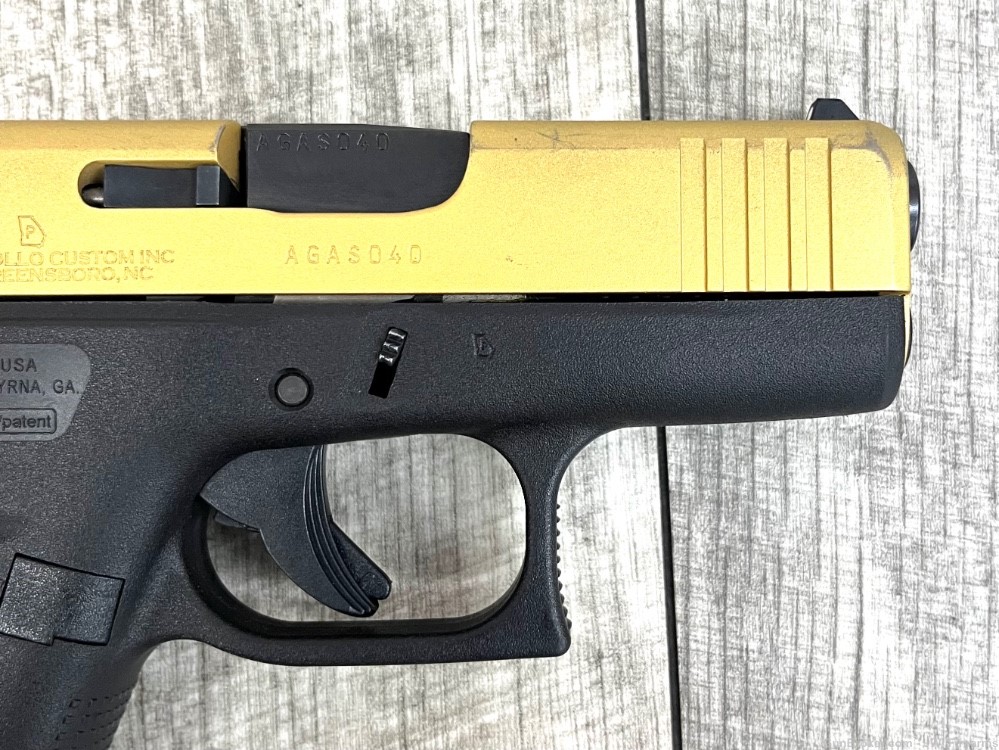 GLOCK 43X GOLD SLIDE 9MM COMPACT PISTOL GOOD CONDITION-img-8