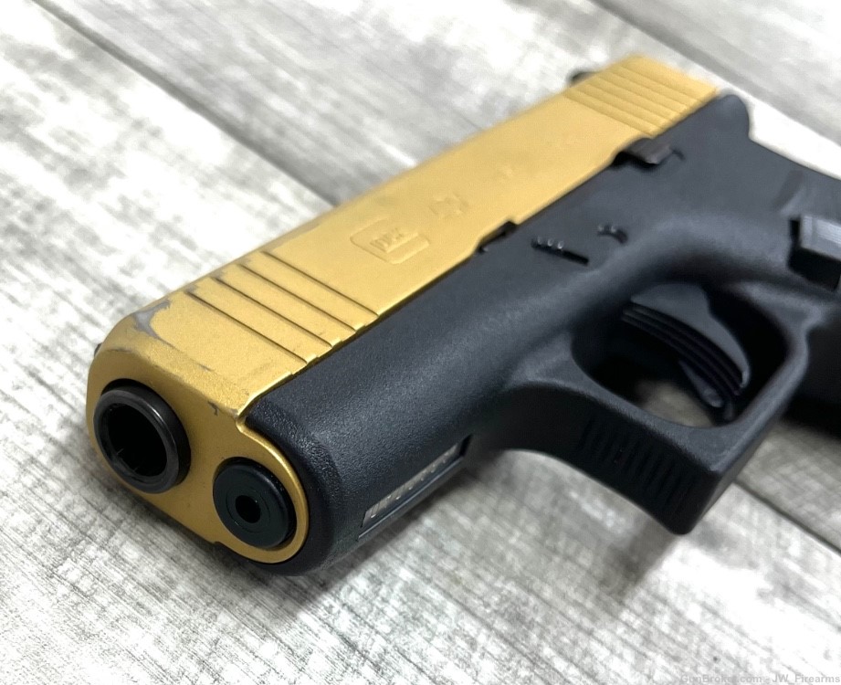 GLOCK 43X GOLD SLIDE 9MM COMPACT PISTOL GOOD CONDITION-img-6