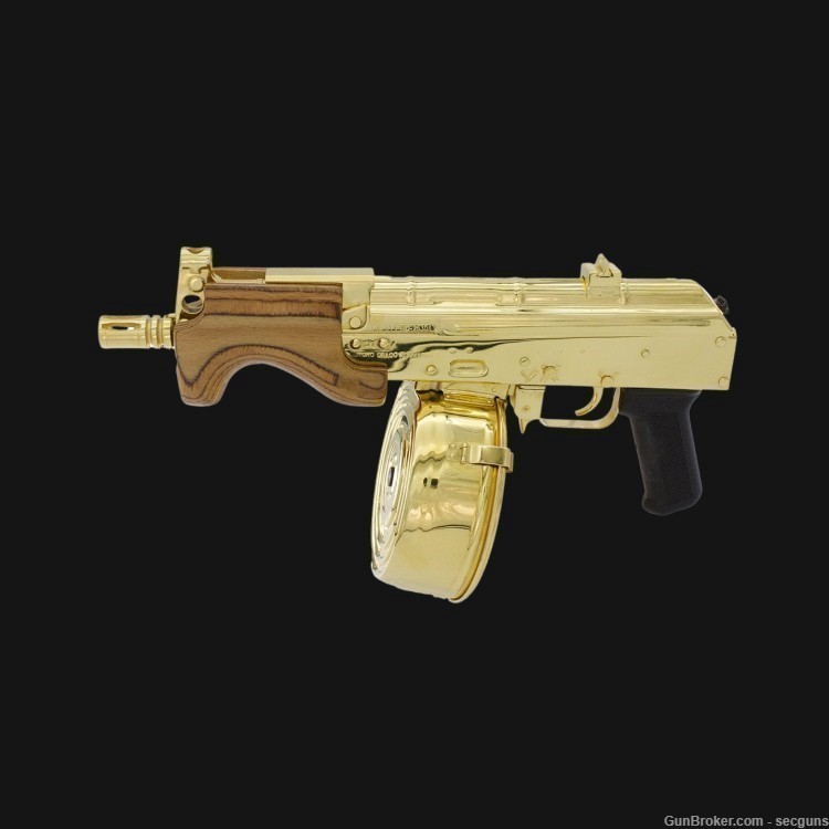 Century Arms Micro Draco Gold Plated with 75Rd Gold Drum-img-0