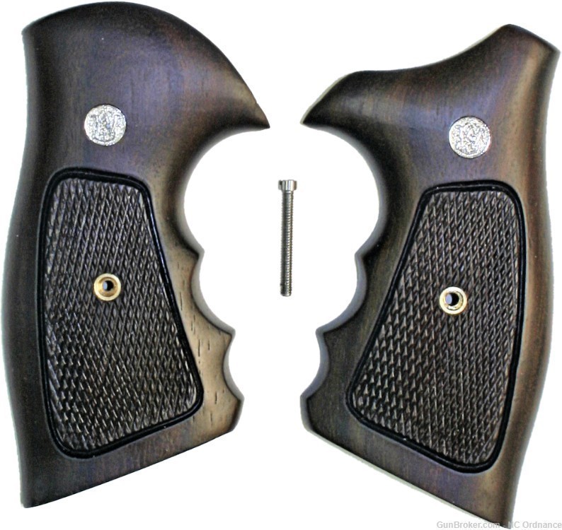 Smith & Wesson K & L Frame Combat Rosewood Grips, Checkered-img-0