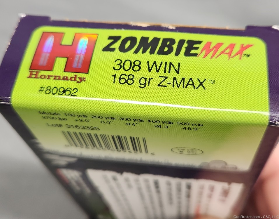 Hornady Zombie Max 308 empty box with 20 shell casings-img-7