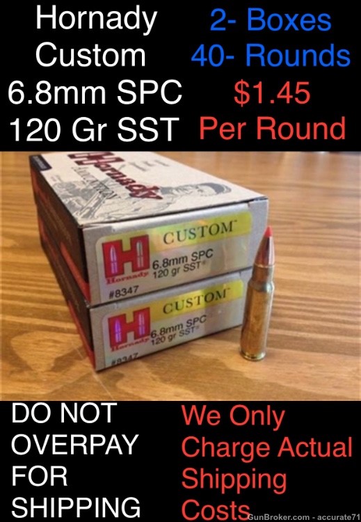 Hornady custom 6.8mm spc 120 gr SST 40 Rounds Ammunition -img-0