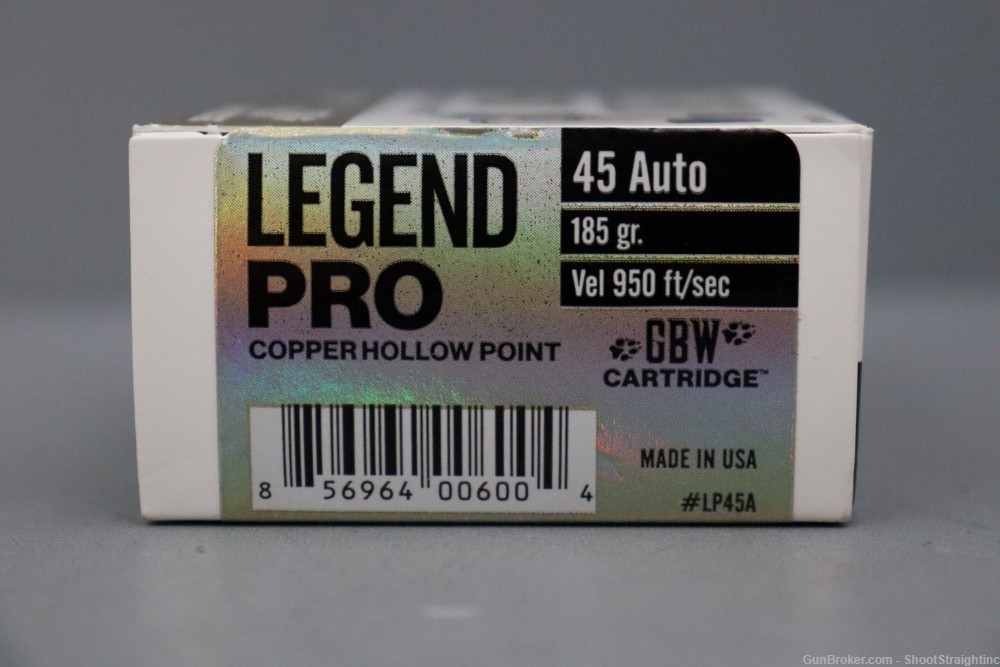 Lot O' GBW Cartridge Legend Pro 185gr Lead Free HP 45ACP [20rds]-img-4