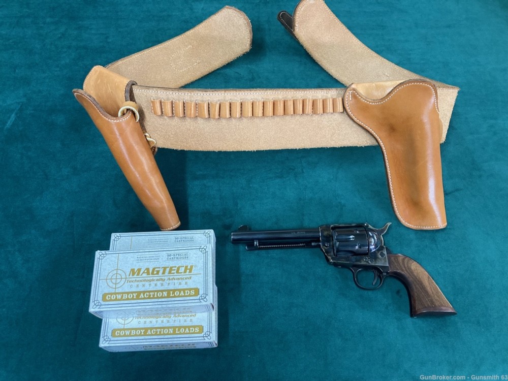 Pietta Great Western II .357mag revolver, leather belt, 2 holsters, & ammo-img-0