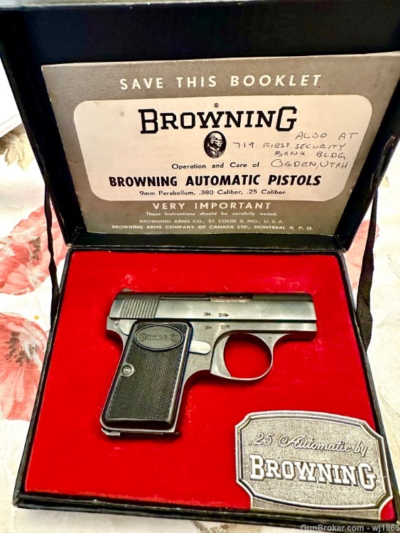 1961 Baby Browning .25 Auto Near Mint in Original Browning Box-img-0