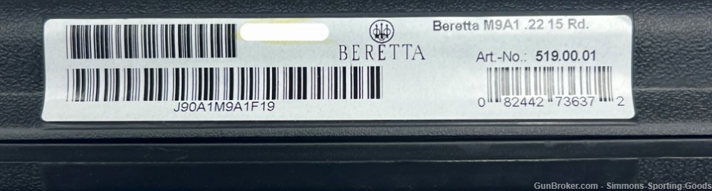 Beretta M9A1 (J90A1M9A1F19) 4.9" .22LR 15Rd Semi Auto Pistol - Black-img-4