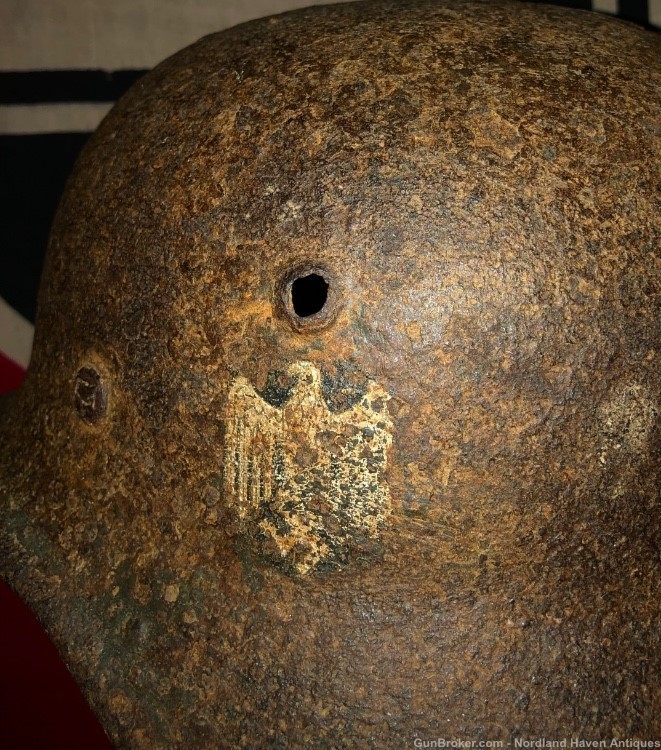Original WW2 German SD Heer Army Uniform Helmet Battlefield Excavation -img-1