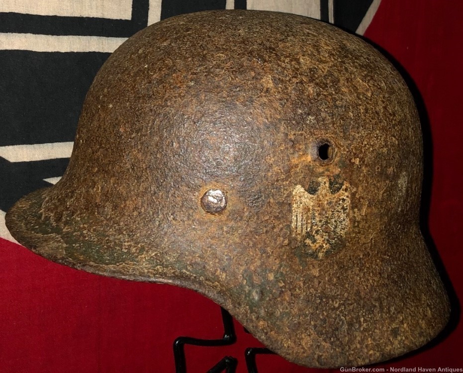 Original WW2 German SD Heer Army Uniform Helmet Battlefield Excavation -img-2