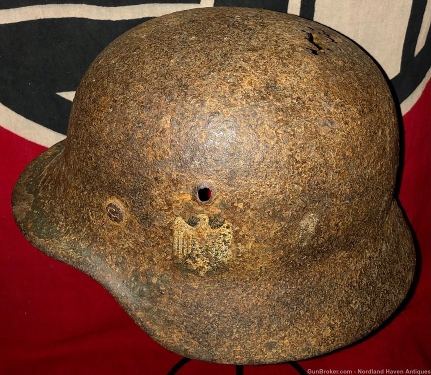 Original WW2 German SD Heer Army Uniform Helmet Battlefield Excavation -img-7