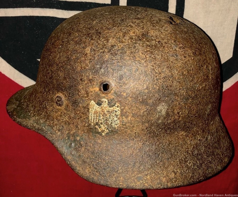 Original WW2 German SD Heer Army Uniform Helmet Battlefield Excavation -img-0