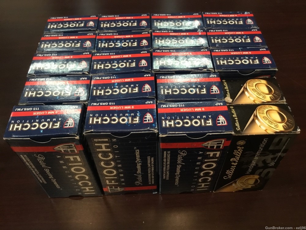 PENNY AUCTION FIOCCHI / SELLIER & BELLOT 9 MM LUGER 1000 rounds FMJ 115 GR-img-1