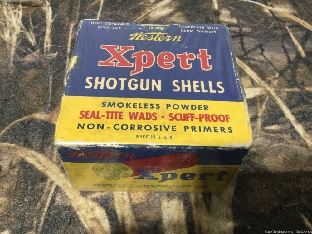 Vintage Western Xpert 2 5/8”  12 ga shotgun shell full box-img-0
