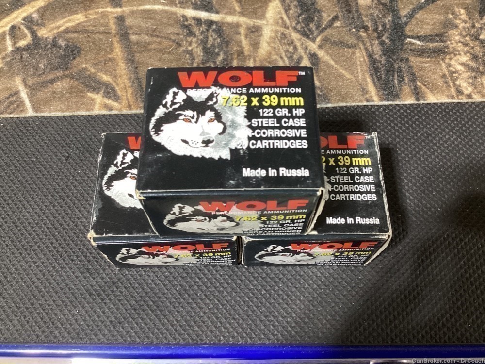 Wolf 7.62x39 mm122 gr HP ammo 60 rds-img-0