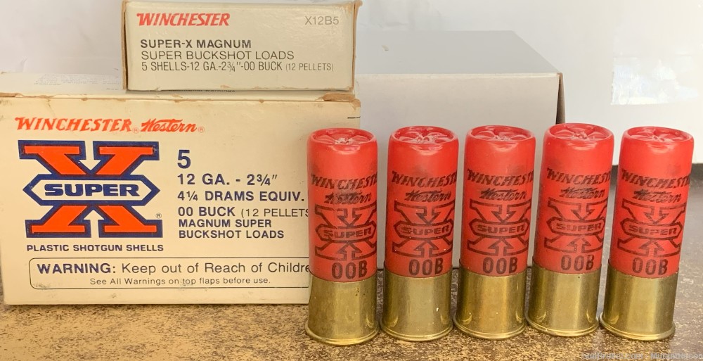Winchester 12ga Super X 00 Buckshot, 2.75", 12 pellets, 5rds. X12B5.-img-4