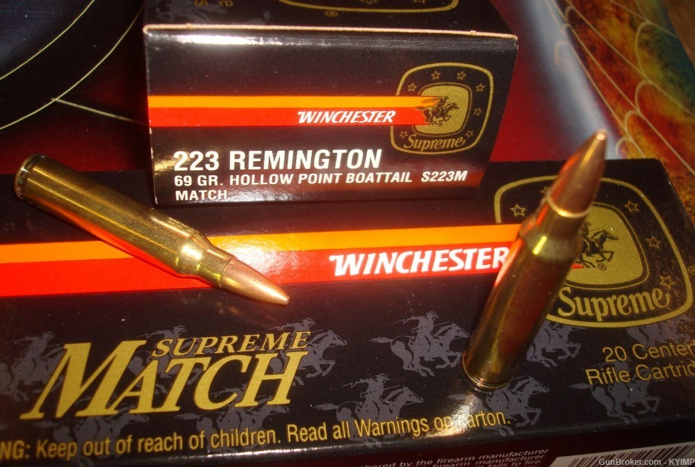 200 Winchester 223 BTHP 69 grain Factory NEW Ammo # S223M SUPREME MATCH -img-0