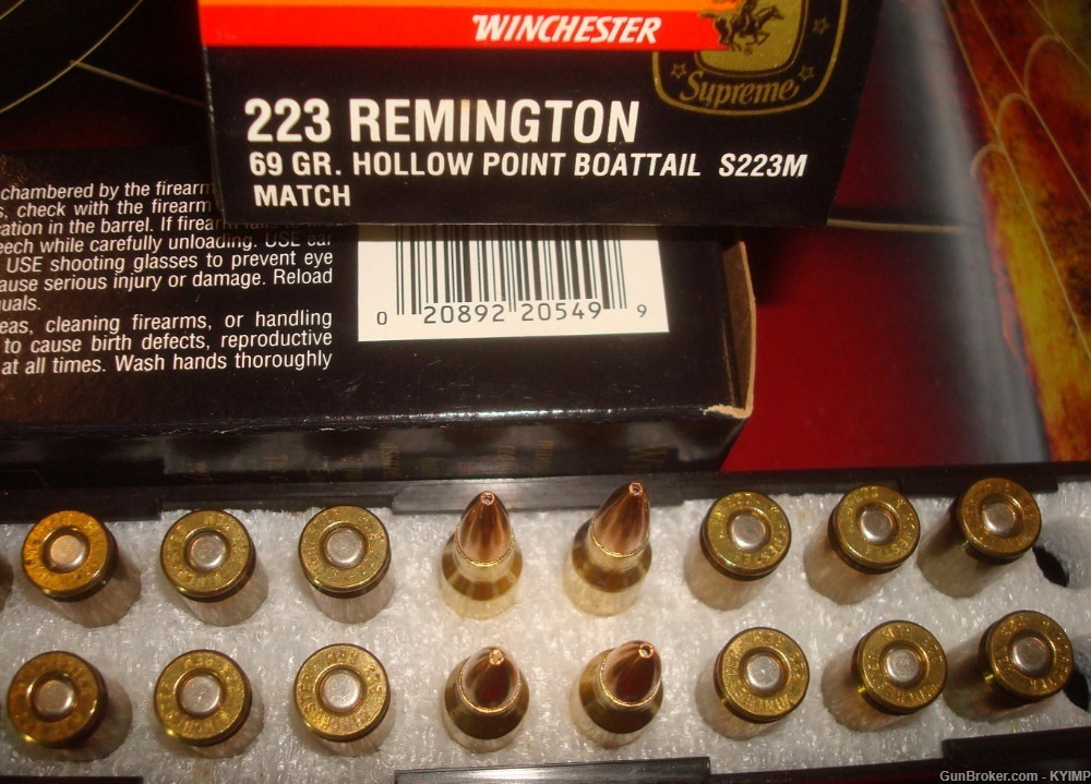 200 Winchester 223 BTHP 69 grain Factory NEW Ammo # S223M SUPREME MATCH -img-2