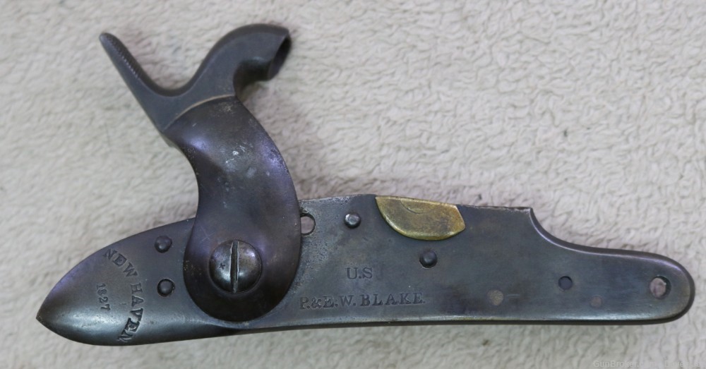Original US Model 1816 musket percussion lockplate assembly P&EW Blake 1827-img-7