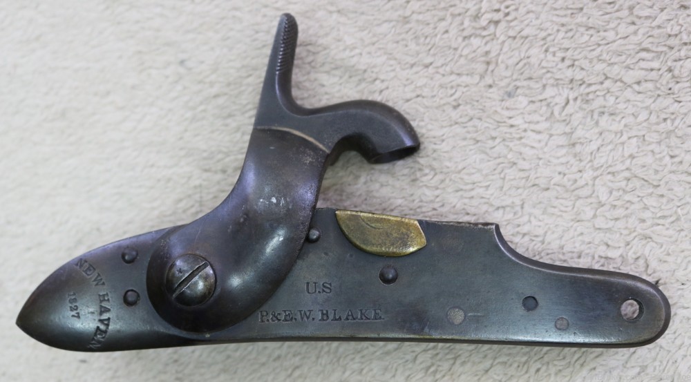 Original US Model 1816 musket percussion lockplate assembly P&EW Blake 1827-img-0