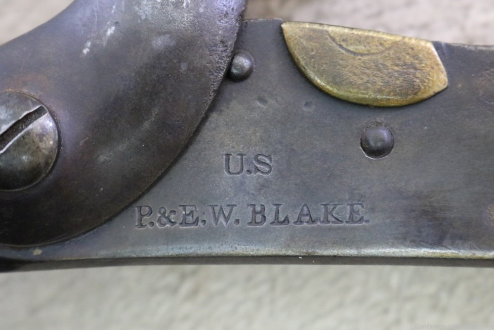 Original US Model 1816 musket percussion lockplate assembly P&EW Blake 1827-img-5