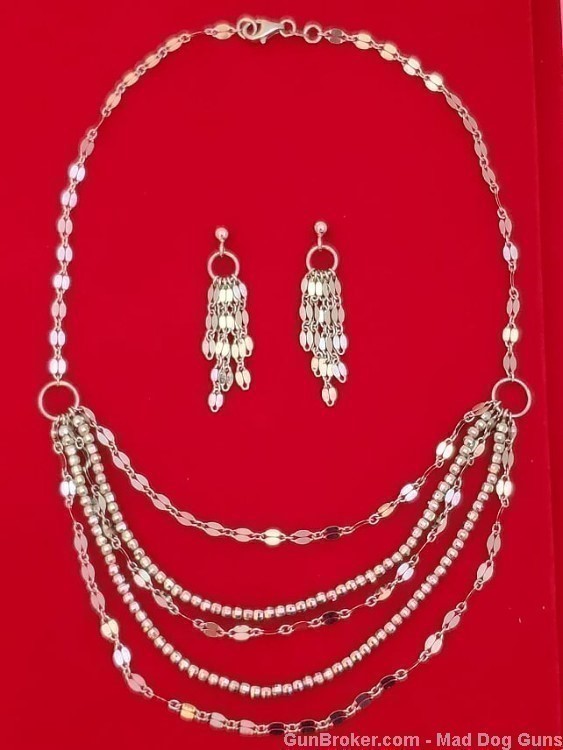 925 Sterling Silver Bib Necklace & Earrings. SS50. *REDUCED*-img-2
