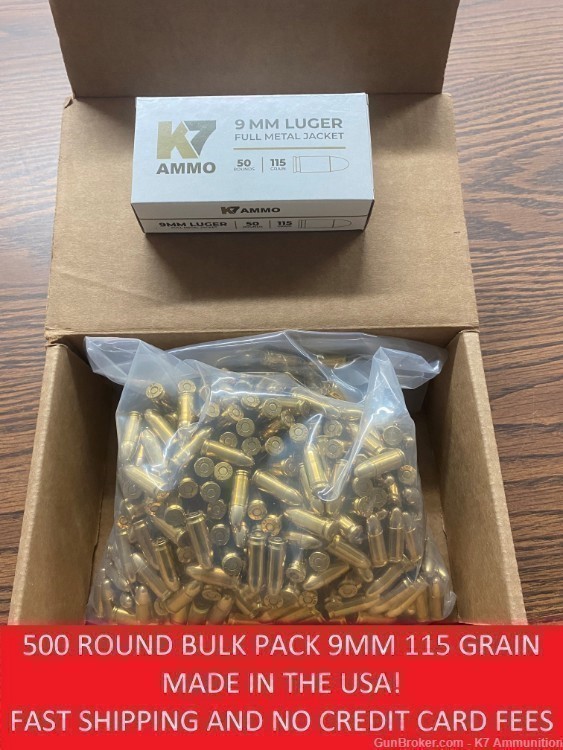 9mm 115 Grain Ammunition, 500 Rounds Bulk-img-0