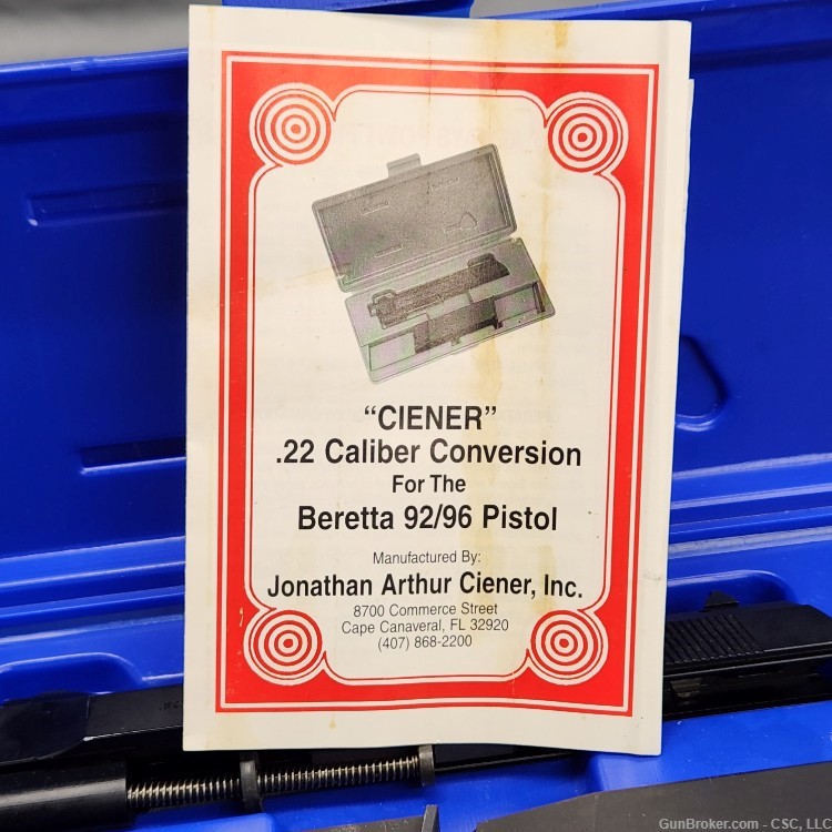 Ciener 22LR conversion kit for Beretta 92 or 96 pistols-img-7