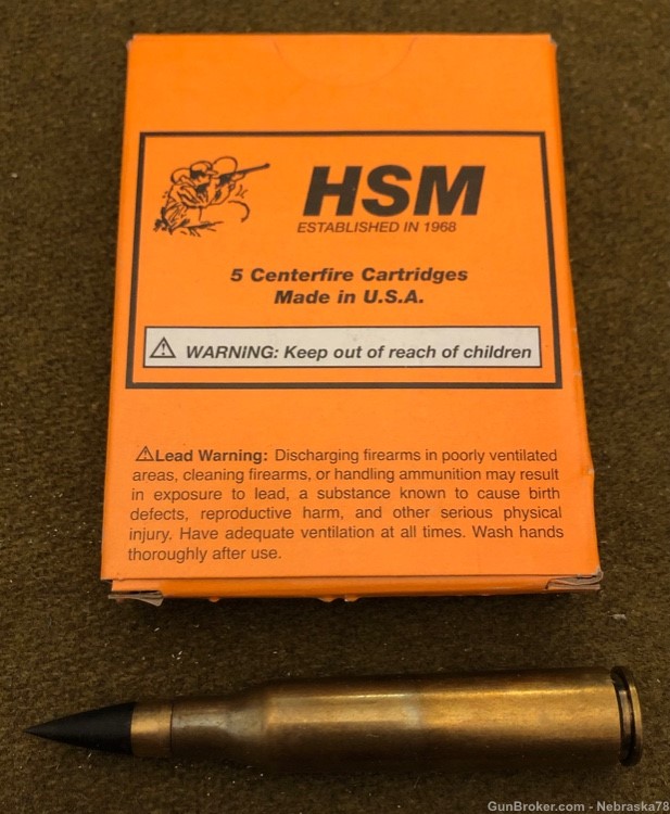 Rare HSM .338 Lapua Magnum .338LM AP armor piercing rifle round live ammo-img-0