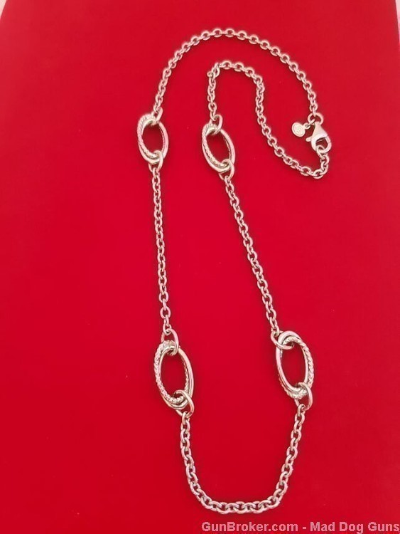 925 Sterling Silver Double Ovals Necklace.24"L. UNISEX. SS51. *REDUCED*-img-0
