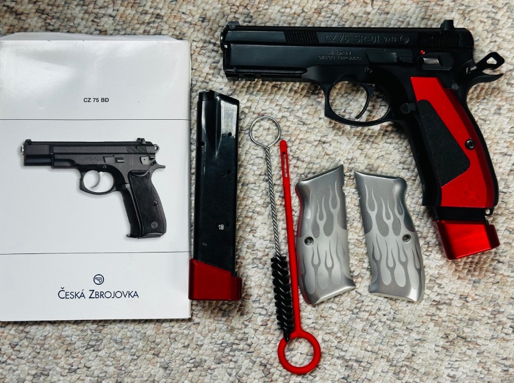 CZ SP-01 with Factory Case, Book, (2) 21 Rd Mags, Comp Grips, Aluminum Grip-img-25