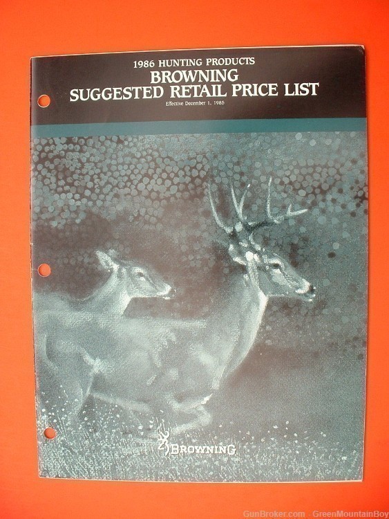 1986 OEM BROWNING Catalog Companion Retail Price List - XLNT !-img-0