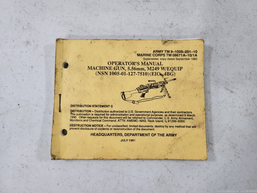 M249 Operators Manual w/ Equip-img-0