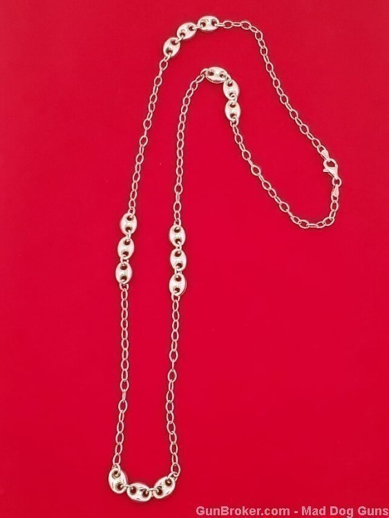 925 Sterling Silver Necklace with Gucci Links.26" Long.UNISEX. S53*REDUCED*-img-0