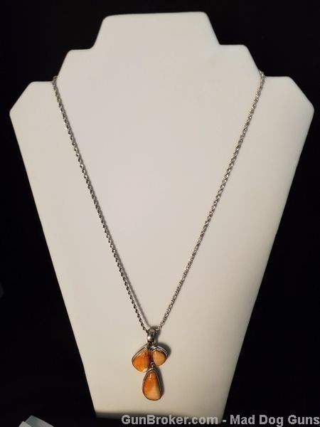 Spiny Oyster Orange Pendant/925 SterlingSilver Setting.22" Silver Chain.KI5-img-3