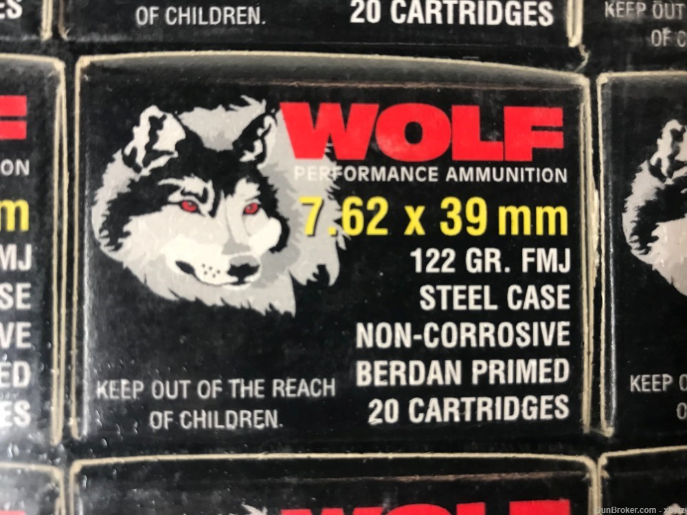 500 Wolf Performance Ammo 7.62x39  122gr FMJ non-corrosive -img-0