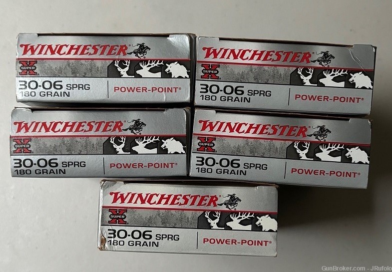 Winchester .30-06 Super X Power Point 180 gr  Brass Case 100 Rounds-img-1