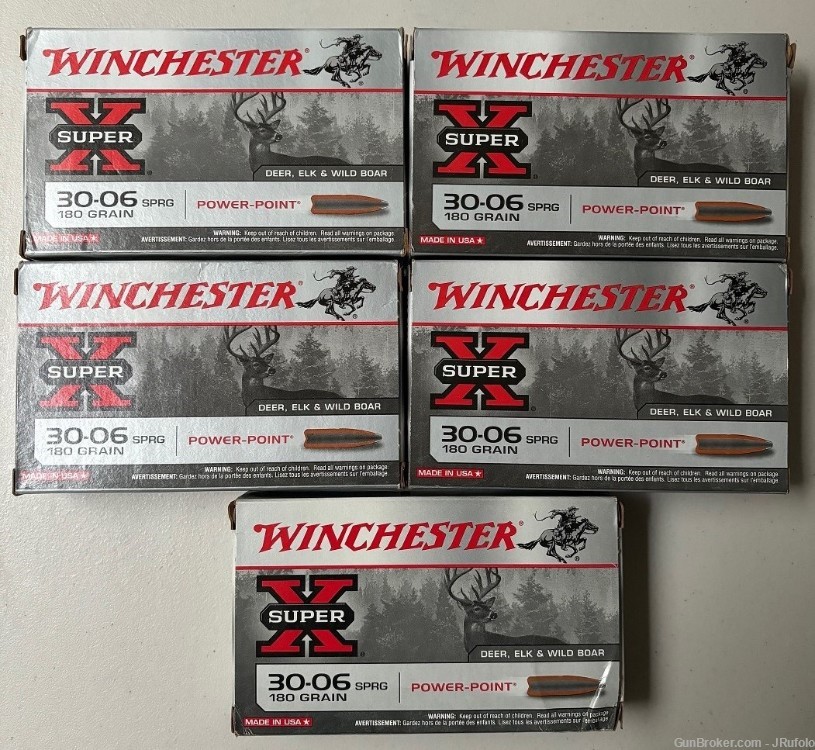 Winchester .30-06 Super X Power Point 180 gr  Brass Case 100 Rounds-img-0