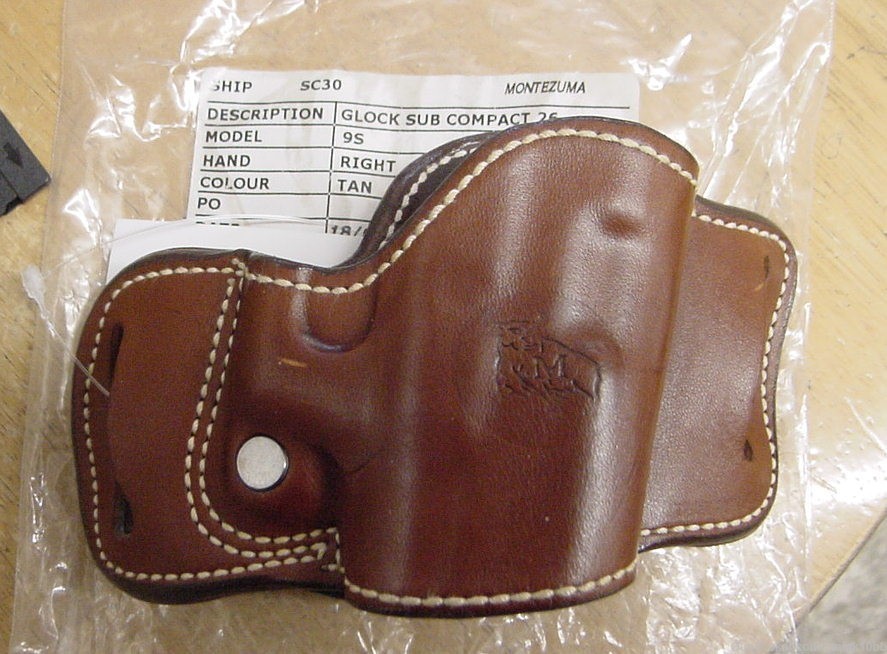 Montezuma Hip Side Belt Holster Glock Sub Compact 26 Tan-img-0
