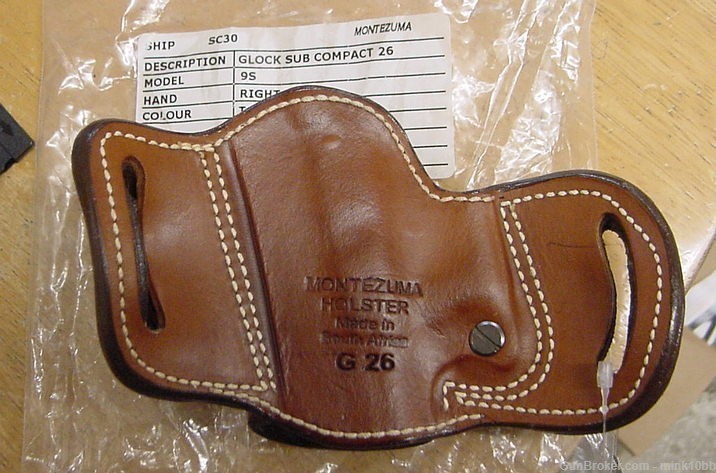 Montezuma Hip Side Belt Holster Glock Sub Compact 26 Tan-img-1