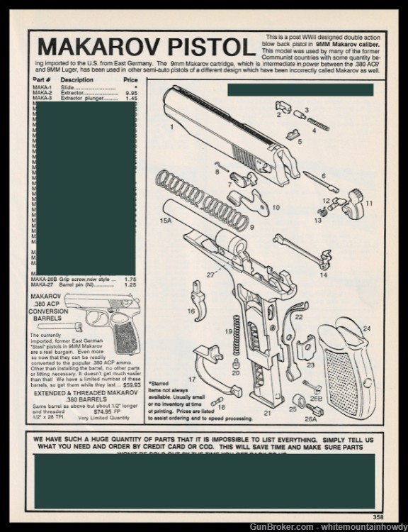 1995 MAKAROV Pistol Scematic Parts List AD-img-0