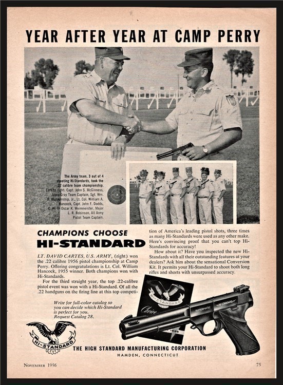 1956 HI-STANDARD High Standard Supermatic Pistol PRINT AD-img-0
