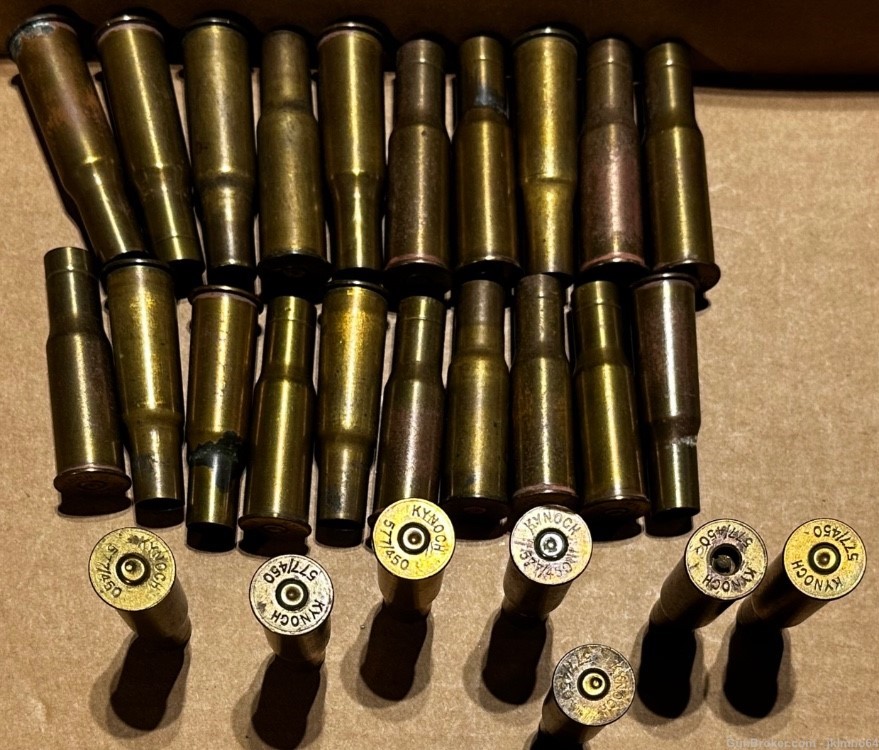 27 pieces of Kynoch .577/.450 Martini Henry rifle fired brass cases-img-0